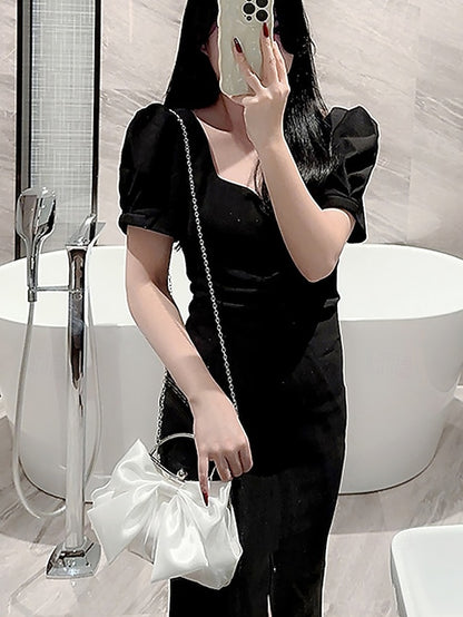 Elegant Bag Women's – Pearl Bow Satin Evening Clutch