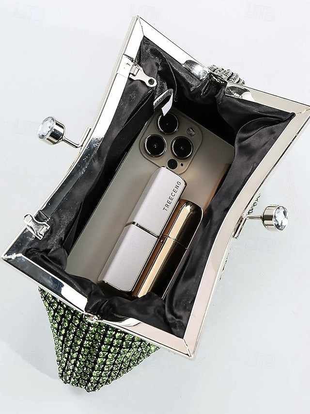 Vintage Purse – Clutch Rhinestone Women's Green Sage