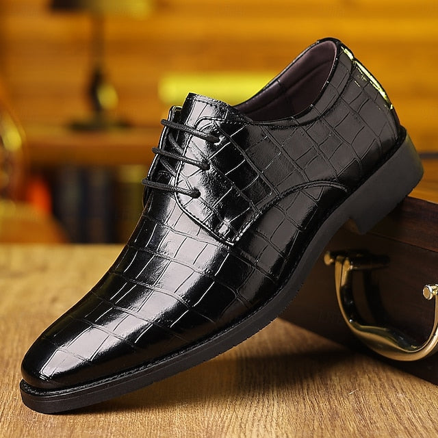 Men's Oxford Green Leather Shoes Print – Crocodile Faux
