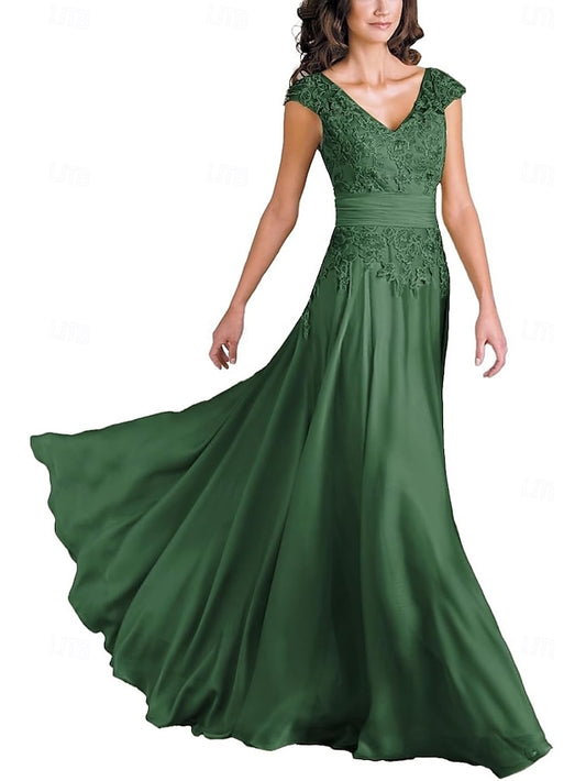of Elegant Simple the Floor A-Line Mother V Neck Dress Bride