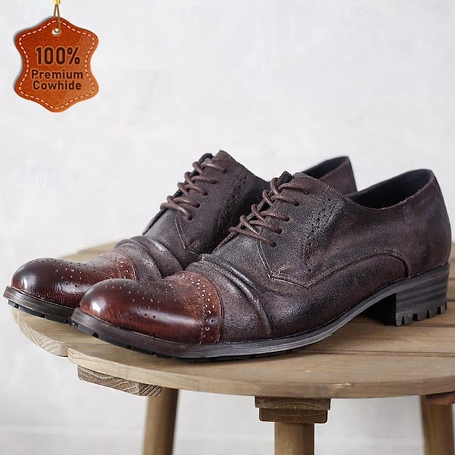 Oxford Leather Genuine – Men's Shoes Brogue Vintage