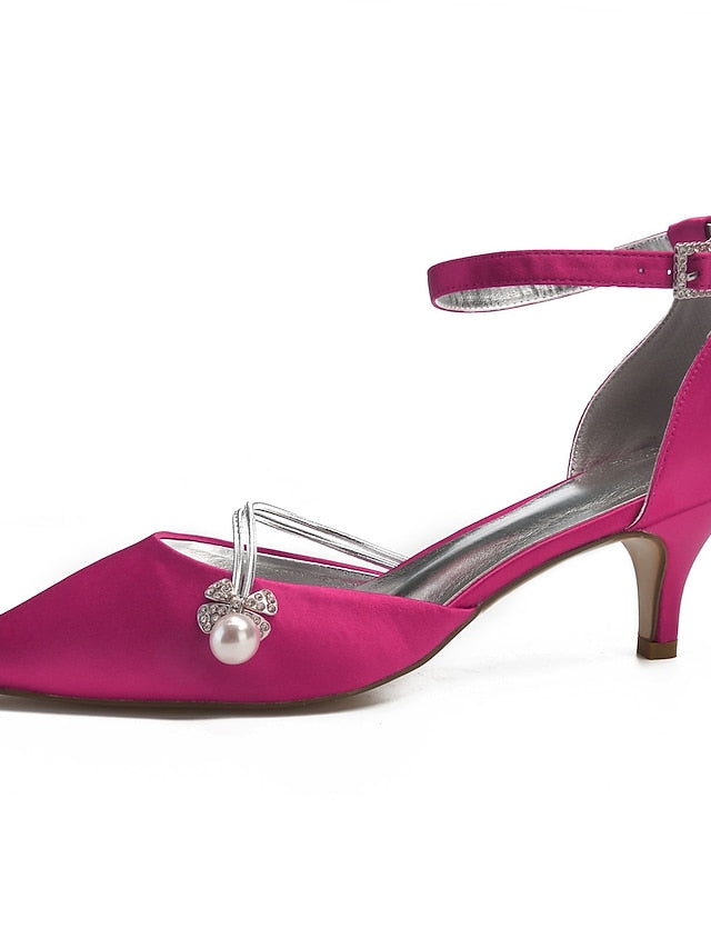 and Heels with Pearl Blue Satin Kitten Women's Dark