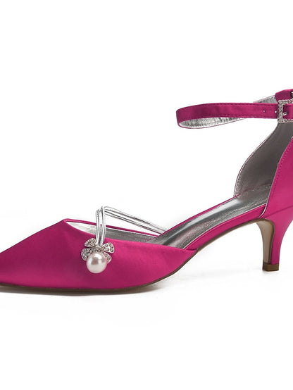 and Heels with Pearl Blue Satin Kitten Women's Dark