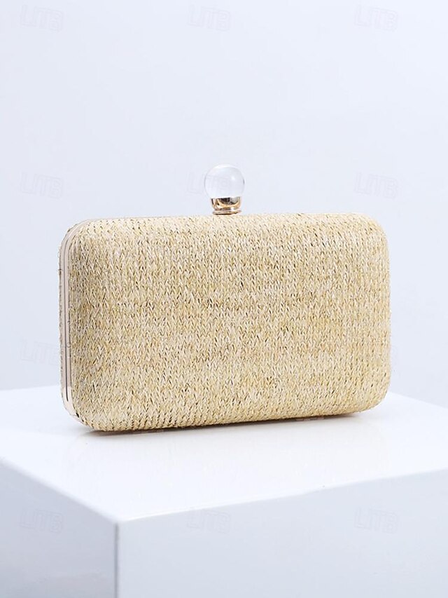 Elegant Stylish with Clutch Straw Pearl - Clasp Purse