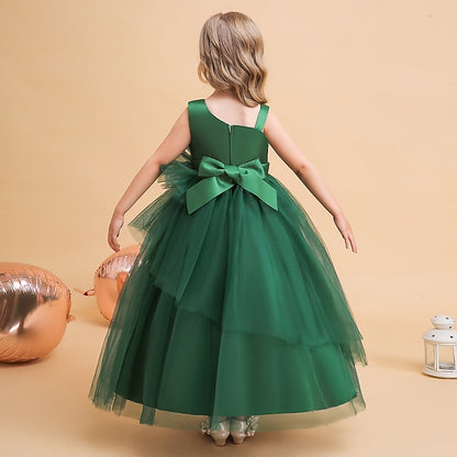 Solid Sleeveless Formal Kids Party Dress Girls' Color