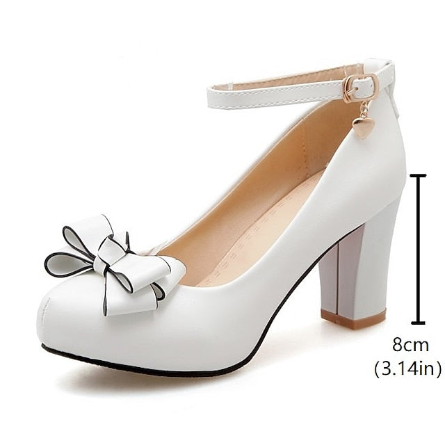 Lolita Shoes Dress Heels PU Cosplay Girls' Heel Daily