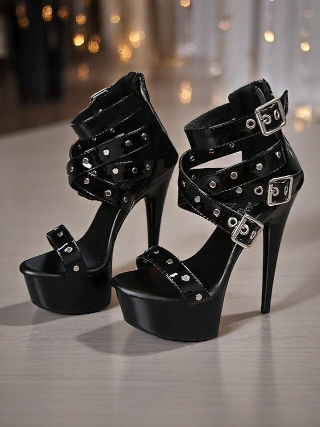 and Heels High White Women's Straps with Platform Buckled