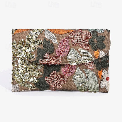 Women's Embroidered Floral Bag Handheld Evening - Clutch