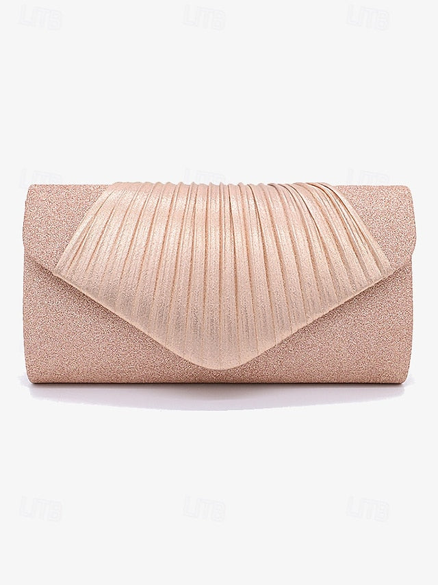 Champagne Bag Design – Clutch Pleated with Glitter Evening