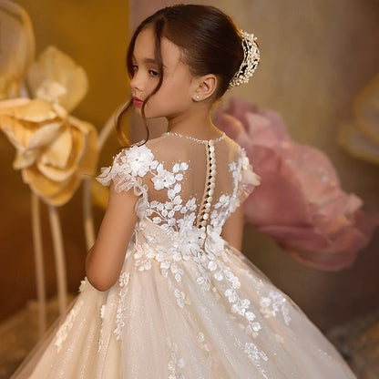 Girls' Communion Kids Party Flower Dress First Girl