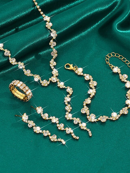 – Necklace Rhinestone Set Jewelry Gold Elegant