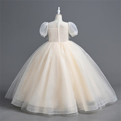 Solid Flower Party Girl Girls' Color Kids Dress