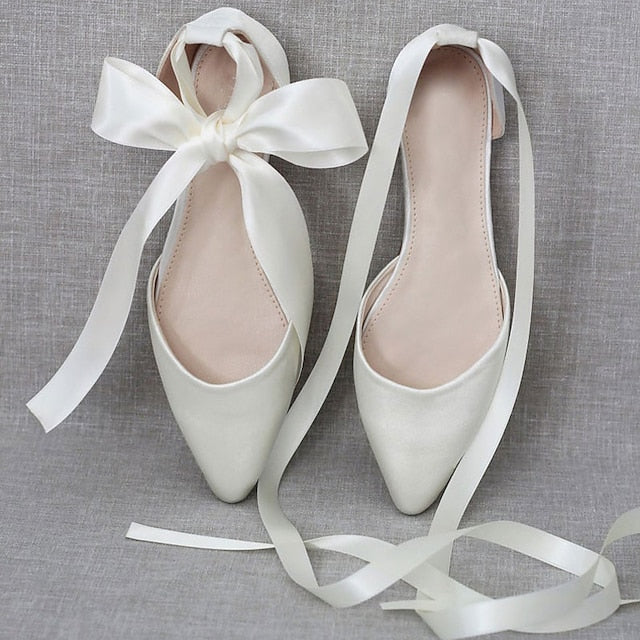 Comfortable Ballet Ribbon Satin Tie – Women's Flats