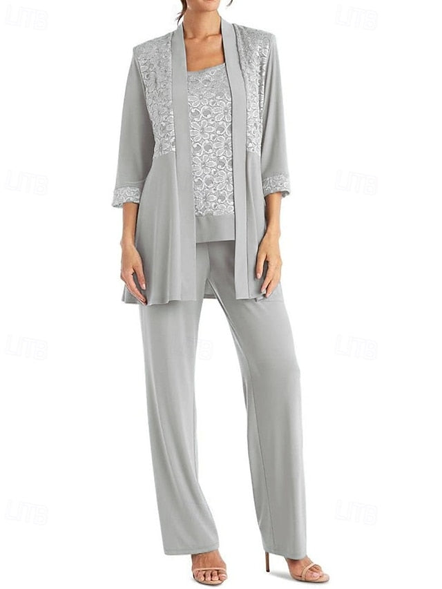 Mother Bride 3 Elegant of Piece the Dress Pantsuit
