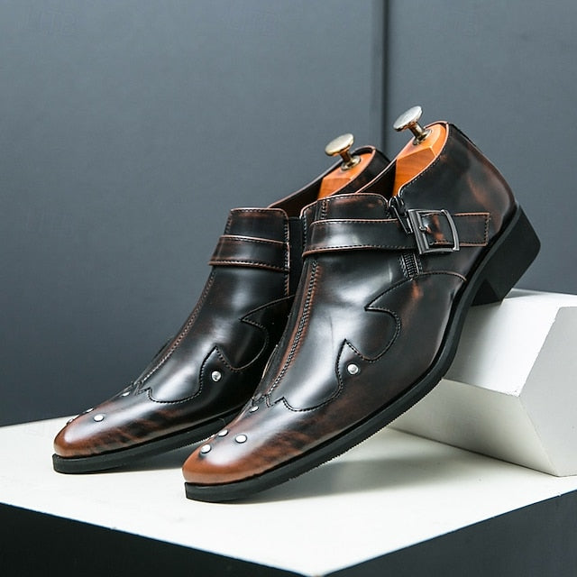 Leather Black – Shoes Formal Strap Men's Monk