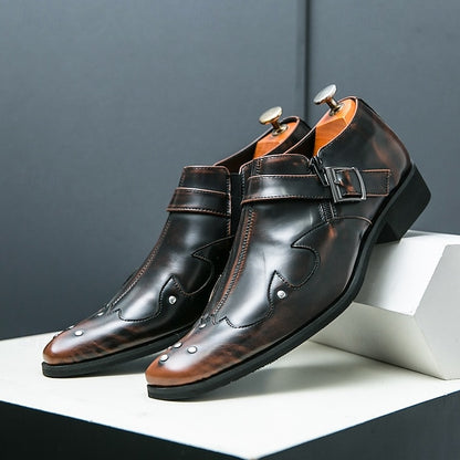Leather Black – Shoes Formal Strap Men's Monk