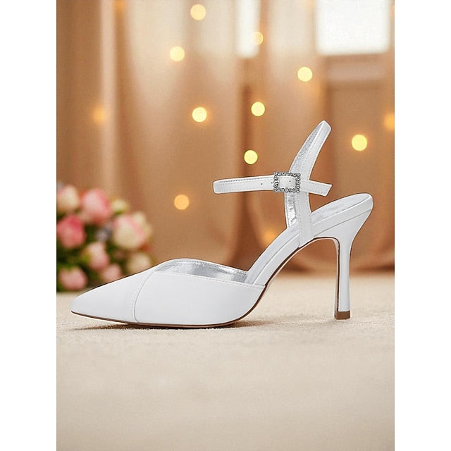 - Heels Green Satin Strap Women's Stiletto with Ankle