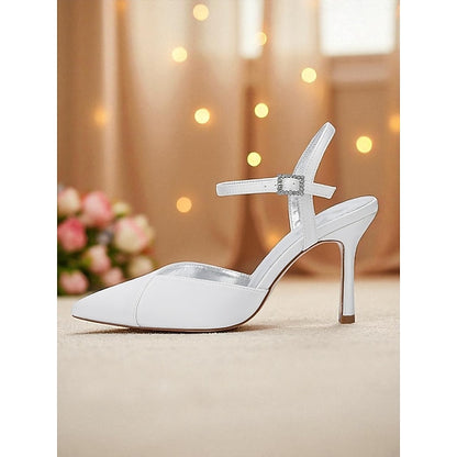 - Heels Green Satin Strap Women's Stiletto with Ankle