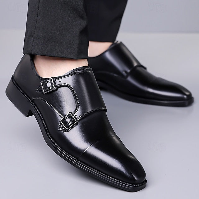 Double Elegant Shoes Monk Leather Strap Men's –