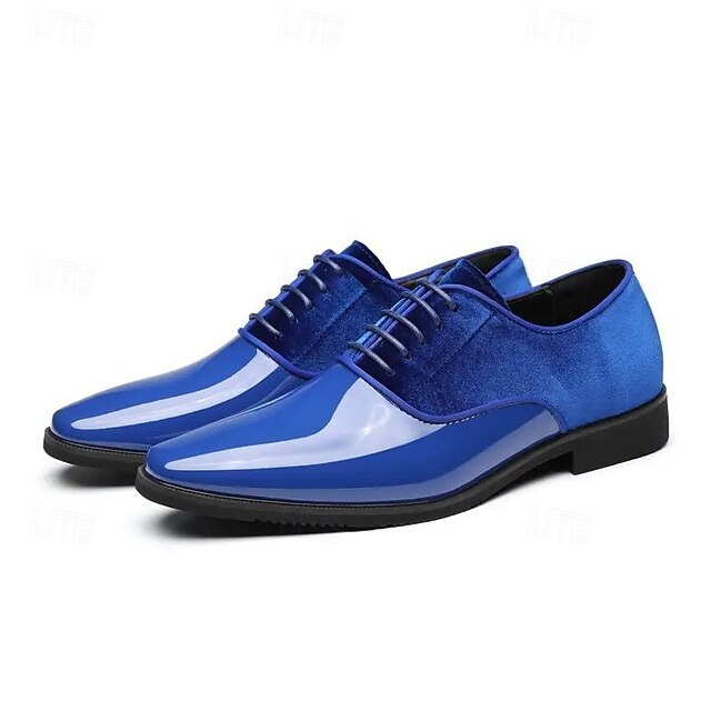 Velvet Shoes White Men's and Glossy Blue Finish with