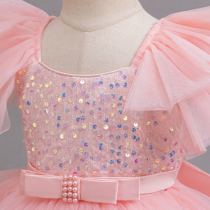 Girls' Kids Sleeveless Dress Wedding Party Special Sequin