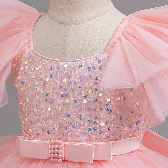 Dress Wedding Party Kids Sleeveless Girls' Special Sequin