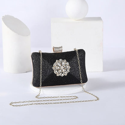 Rhinestone Chain Elegant Women's with Clutch Gold Strap Bag
