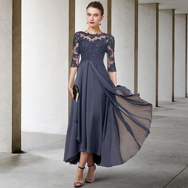 Dress Guest Bride Elegant Plus Size A-Line the Wedding of Mother