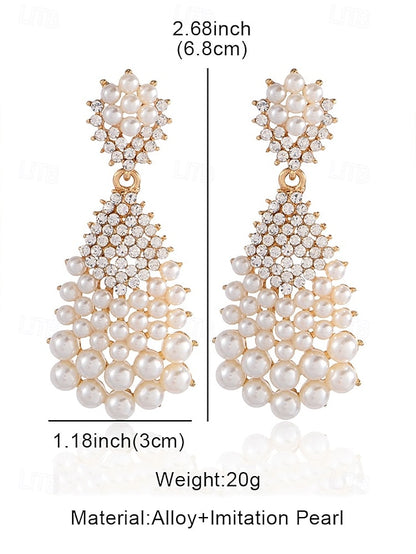 Vintage Pearl Drop and Rhinestone Earrings Faux – Elegant