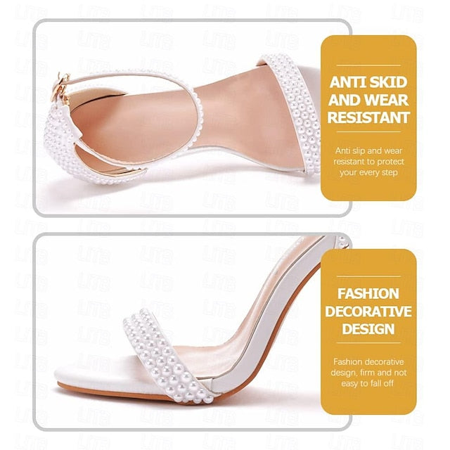 Pearl-Embellished Shoes Elegant Wedding Women's High Heel