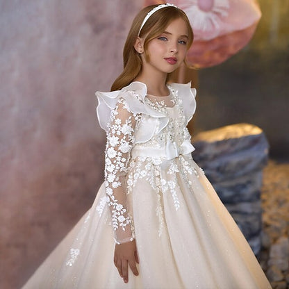 Party Kids Dress Solid Color Communion Girls' First