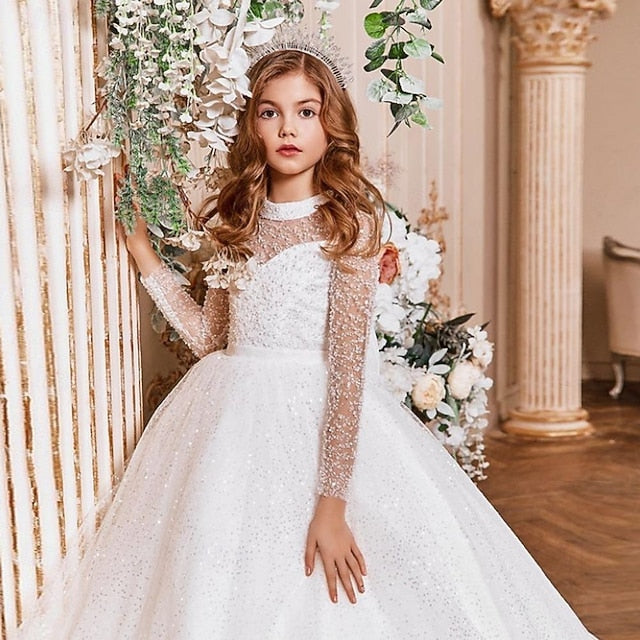 Long Flower Girl Dress Party Color Girls' Solid Kids