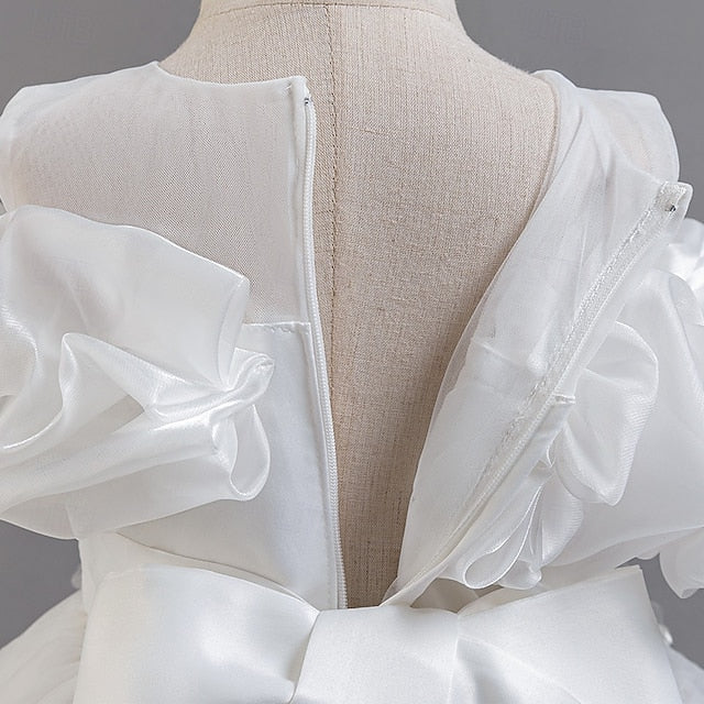 Kids Flower Floral Party Short Sleeve Wedding Girls' Dress