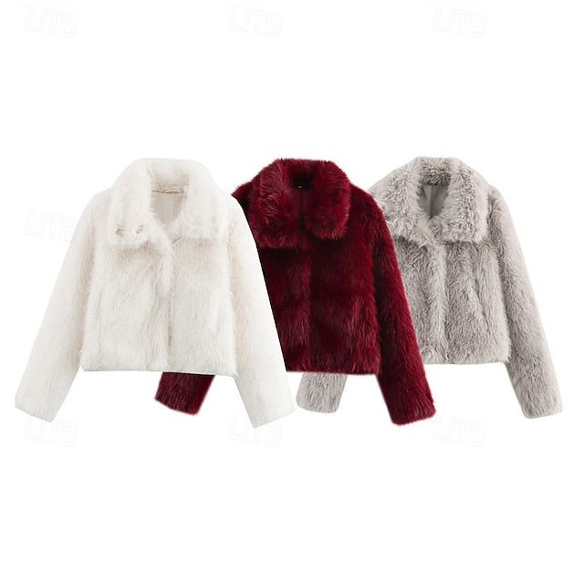 Furs Warm Faux Women's Fur Buttons Coat Comfortable