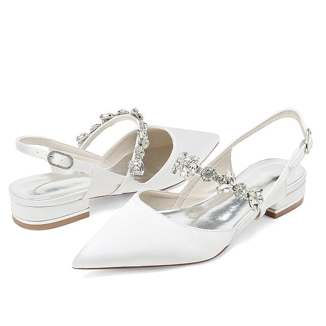 Women's Heel Shoes Flat Crystal Bridal Wedding