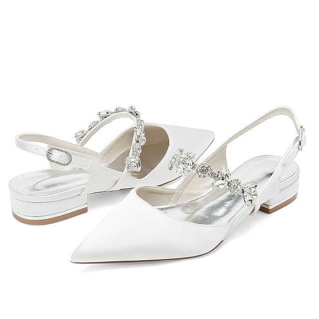 Heel Women's Flat Wedding Crystal Shoes Bridal
