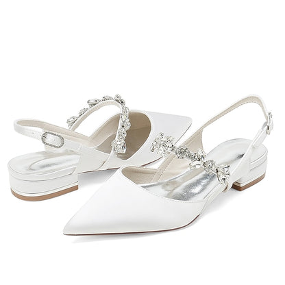 Heel Women's Flat Wedding Crystal Shoes Bridal