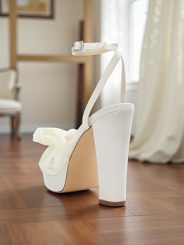 Platform Heel White Ankle Strap Women's with High Sandals
