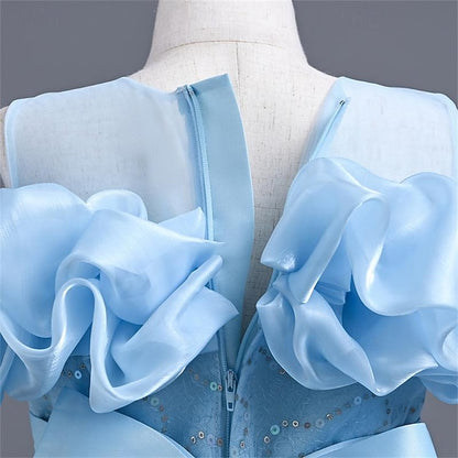 Girls' Color Girl Party Solid Dress Flower 3D