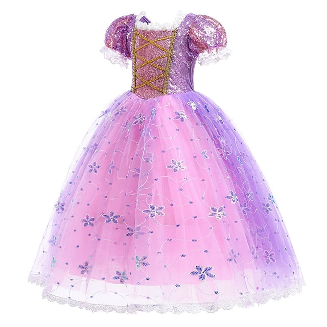 Girl Dress Flower Cosplay Rapunzel Princess Cloak