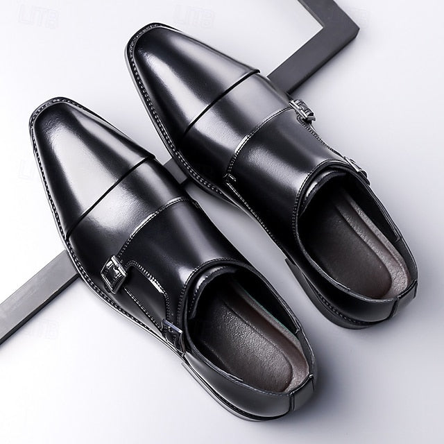 Double Elegant Shoes Monk Leather Strap Men's –