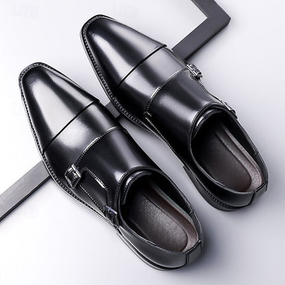 Double Elegant Shoes Monk Leather Strap Men's –