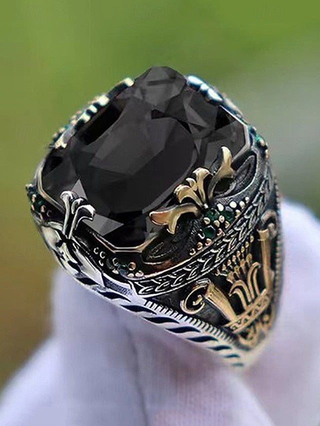 Gemstone Ring Men's Alloy