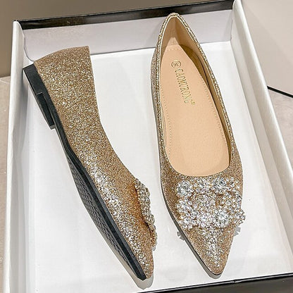Rhinestone Glitter Silver Embellished with Flats Women's