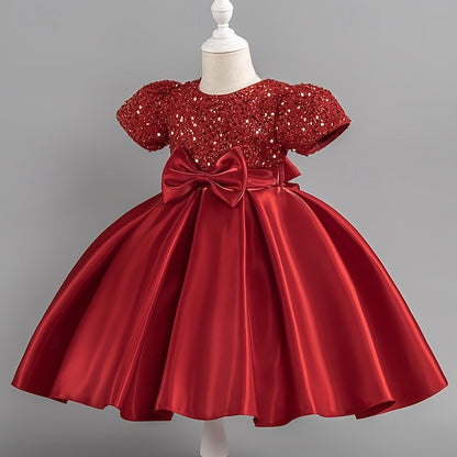 Wedding Short Sleeve Sequin Girls' Dress Toddler Party