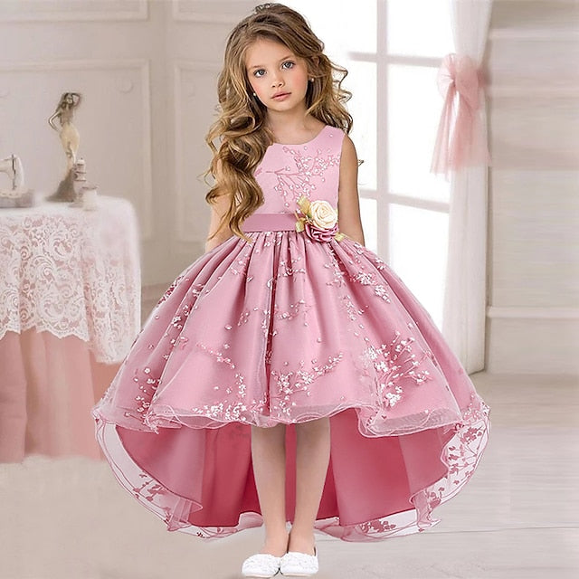 Dress Kids Sleeveless Solid Colored Floral Girls' Wedding