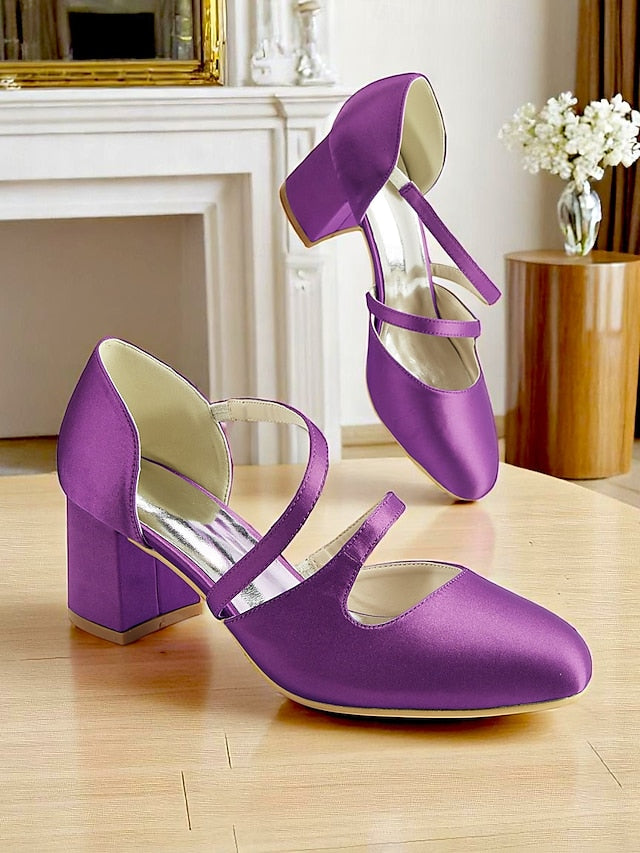 Green Women's Block Satin Elegant Heels 1950s – Jane Mary