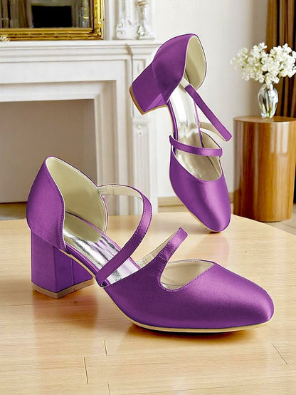 Green Women's Block Satin Elegant Heels 1950s – Jane Mary