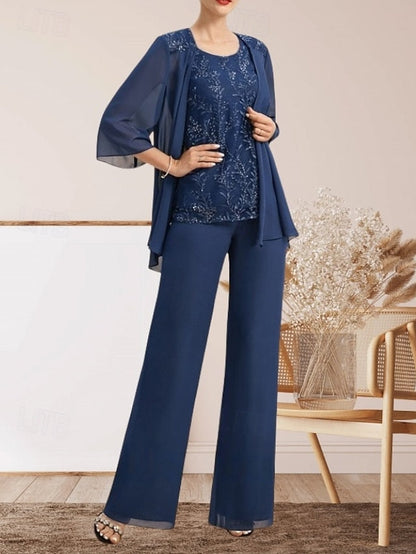the Guest Pantsuit Bride Mother of Elegant Piece 3 Dress Wedding