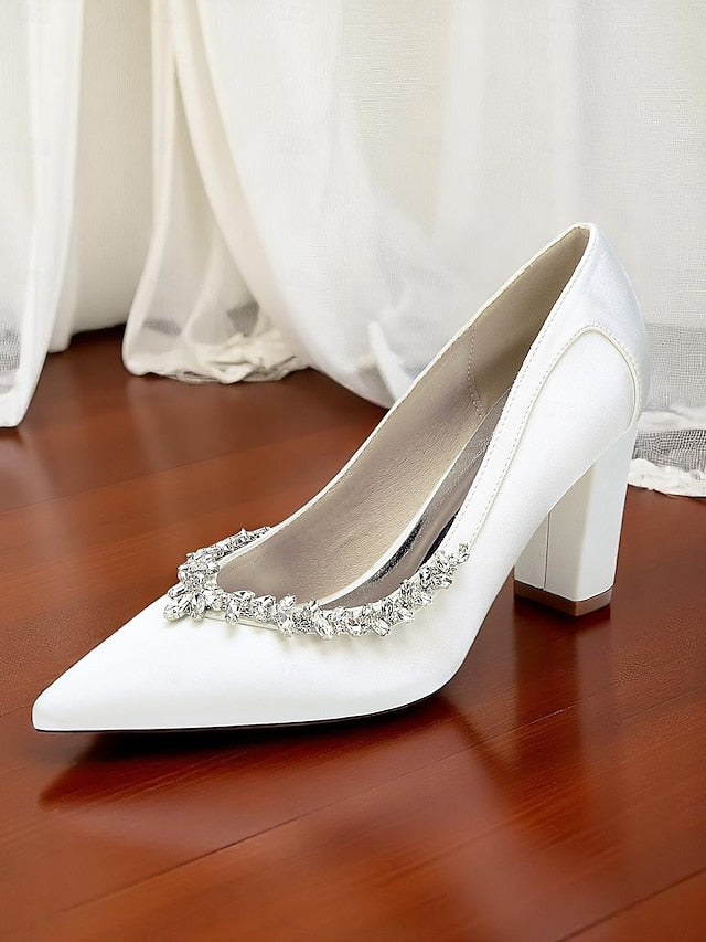 Pumps Pink Wedding Women's Block Heel Satin